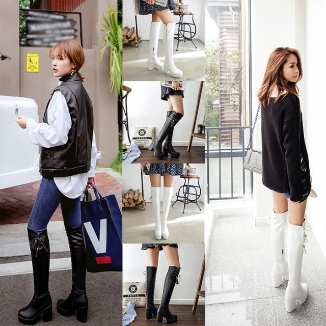 厚底ロング ブーツ レディース ロングブーツ大きいサイズブーツニーハイ ブーツ9 5ｃｍヒール 太ヒール 防寒ブーツの通販はau Pay マーケット Champs Elysees