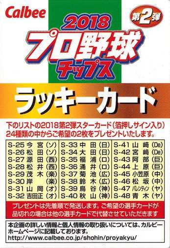 2018プロ野球チップス 第2弾 ラッキーカードの通販はau PAY マーケット