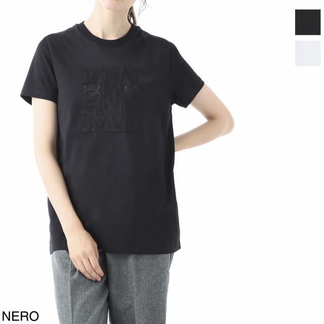 最新売れ筋 国内正規品 Max Mara Mロゴ刺繍ピュアコットンTシャツ www