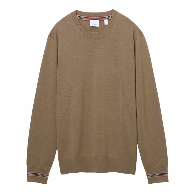 [あす着] バーバリー BURBERRY クルーネックニット クルーネックセーター メンズ ICON STRIPE TRIM WOOL SWEATER