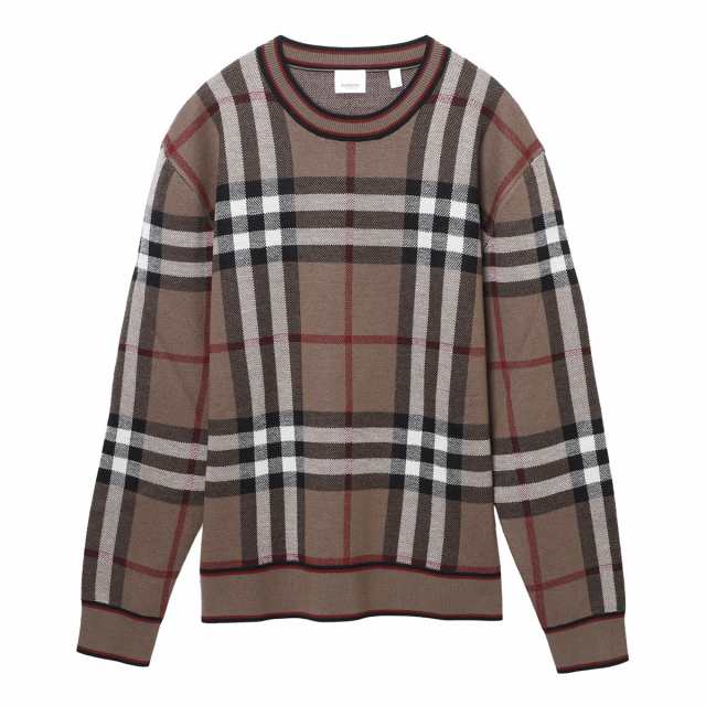 [あす着] バーバリー BURBERRY クルーネックニット クルーネックセーター メンズ CHECK WOOL JACQUARD SWEATER