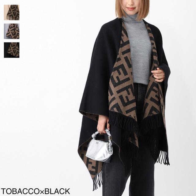 FENDI グレー フリンジ付き ポンチョ・ケープコート FENDI グレー フリンジ付き ポンチョ・ケープコート
