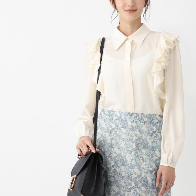 1円 クロエ シルク 長袖ブラウス 34 レディース 茶系 美品 【003】