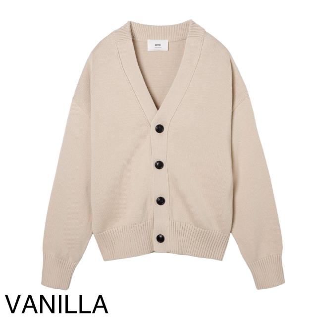 ami クリーム色 Vネックカーディガン あす着] アミ AMI Vネック カーディガン メンズ レディース AMI
