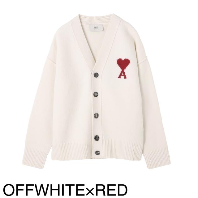 あす着] アミ AMI Vネック カーディガン メンズ レディース RED AMI DE