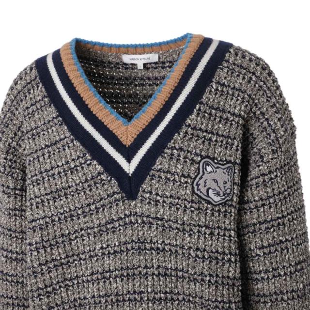 あす着] メゾンキツネ MAISON KITSUNE Vネック ニット メンズ BOLD FOX