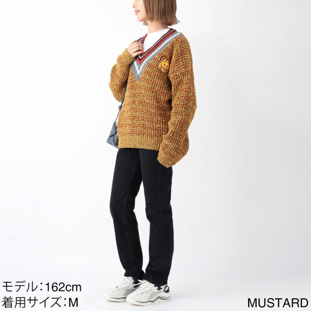 あす着] メゾンキツネ MAISON KITSUNE Vネック ニット レディース BOLD