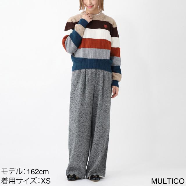 メゾンキツネ MAISON KITSUNE クルーネックニット BOLD FOX HEAD PATCH COMFORT RIBBED JUMPER WITH ST マルチカラー レディース あす着] メゾンキツネ MAISON KITSUNE クルーネックニット