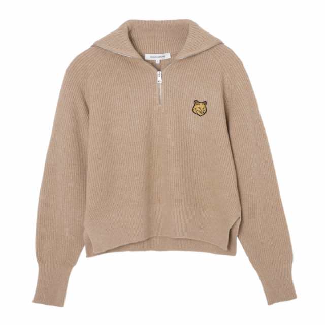 [あす着] メゾンキツネ MAISON KITSUNE ハーフジップニット レディース BOLD FOX HEAD PATCH HALF ZIP RIBBED JUMPER