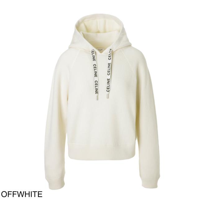 セリーヌ CELINE ニット パーカ PULL BOXY CROPPED CAPUCHE フーディ ホワイト レディース 2a20z-402p-01ow あす着] セリーヌ CELINE ニット パーカ フーディ レディース