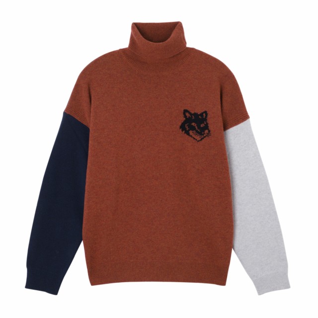 [あす着] メゾンキツネ MAISON KITSUNE タートルネック ニット メンズ FOX HEAD INTARSIA COMFORT HIGH NECK JUMPER IN COLOR BLOCK