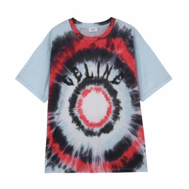 [あす着] セリーヌ CELINE クルーネックTシャツ メンズ TSHIRT LOOSE CELINE-TIE&DYE ROND