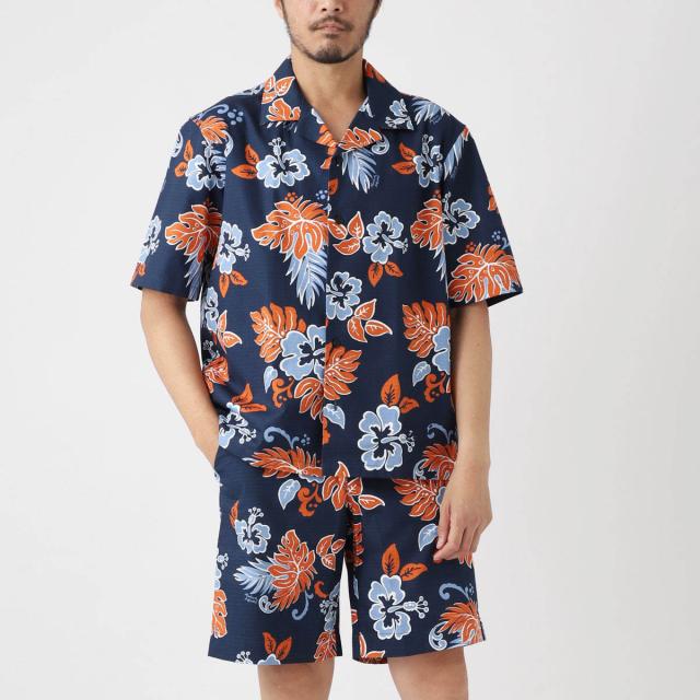 [あす着] メゾンキツネ MAISON KITSUNE 半袖シャツ 半袖オープンカラーシャツ メンズ RESORT SHIRT