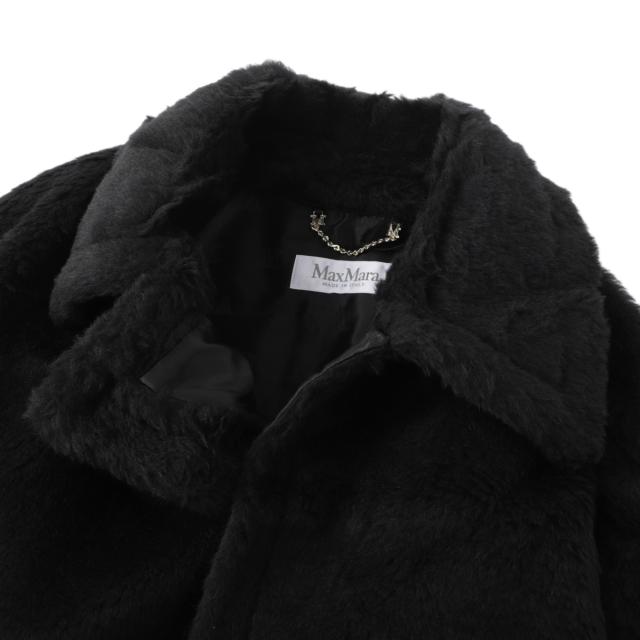 マックスマーラ Max Mara ファー付き ポンチョ コート ウール 黒 毛皮