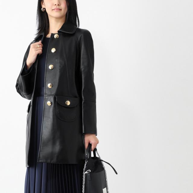 [あす着] セリーヌ CELINE レザーコート クロディーヌカラーコート レディース