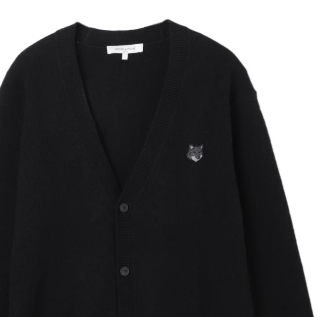 メゾンキツネ MAISON KITSUNE Vネック カーディガン メンズ BOLD FOX HEAD PATCH REGULAR CARDIGAN IN LAMBSWOOL_2