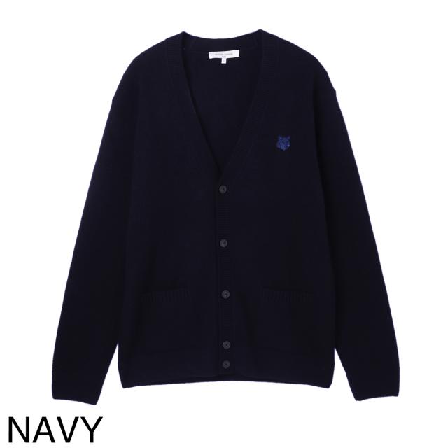 メゾンキツネ MAISON KITSUNE Vネック カーディガン メンズ BOLD FOX HEAD PATCH REGULAR CARDIGAN IN LAMBSWOOL_10