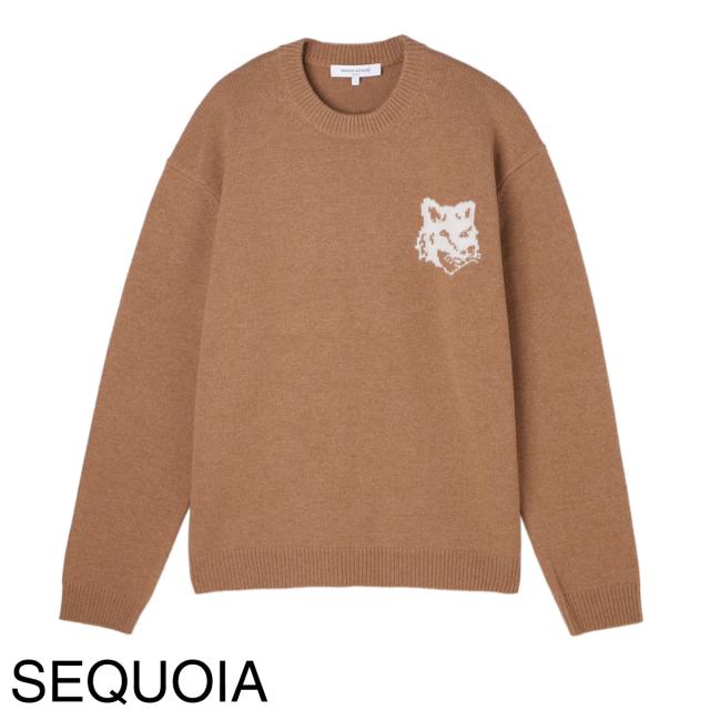MAISON KITSUNE メゾンキツネ レディースクルーネックセーター ニット LW00812 KT1063 / MAISON KITSUNE HANDWRITING COMFORT JUMPER ボルドー MAISON KITSUNE メゾンキツネ レディース ニット セーター