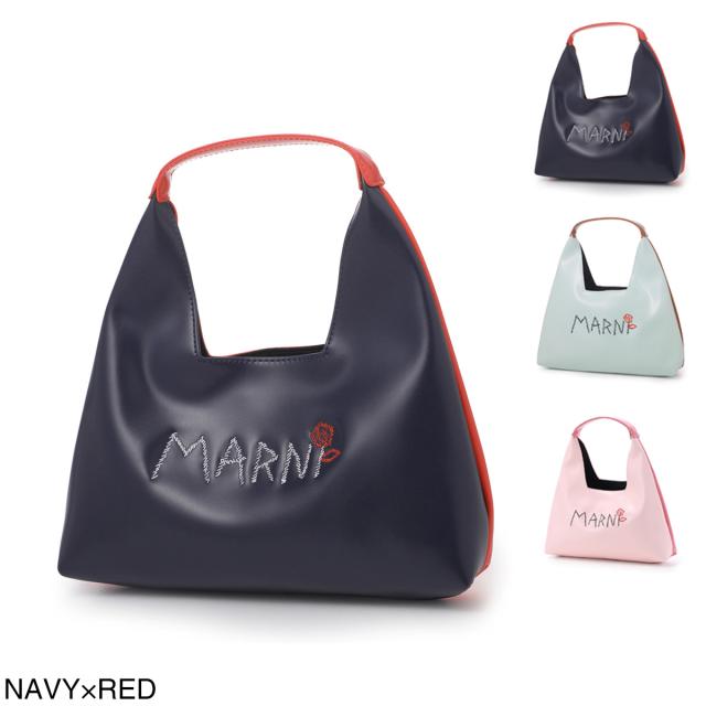 マルニ MARNI ハンドバッグ キッズ DIAMOND TOTE BAG エコレザー バイカラー ロゴ刺繍