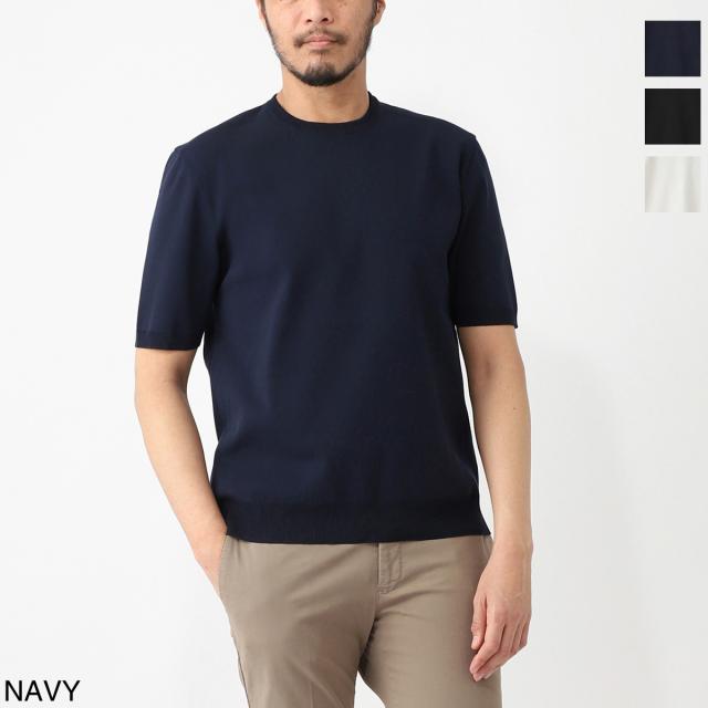 [あす着] リブニール Revenir クルーネック半袖ニット メンズ INT-009 ウォッシャブル 【国内正規品】