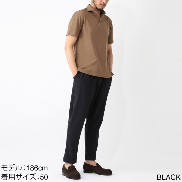 ベルウィッチ SCOTCH 44 ブラック 2インプリーツ コットン スラックス