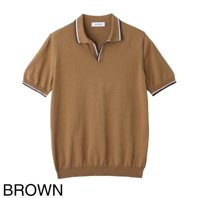 GRAN SASSO(グランサッソ)】スキッパーニットポロシャツ コットン Gran