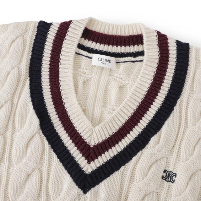 セリーヌ CELINE ニットベスト メンズ PULL SANS MANCHES COL Vの通販
