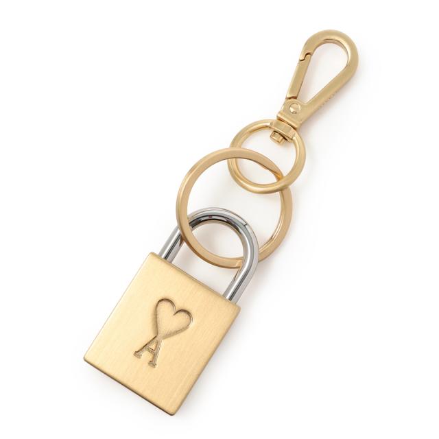[あす着] アミ AMI キーリング バッグチャームゴールド メンズ レディース AMI DE COEUR PADLOCK KEYRING