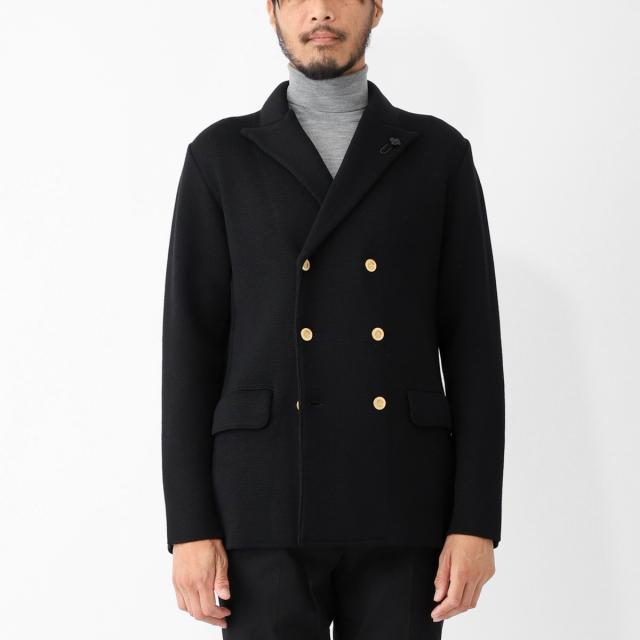 Lardini ダブルブレスト ニットジャケット ブラック ラルディーニ LARDINI ダブルブレスト ニットジャケット メンズの通販