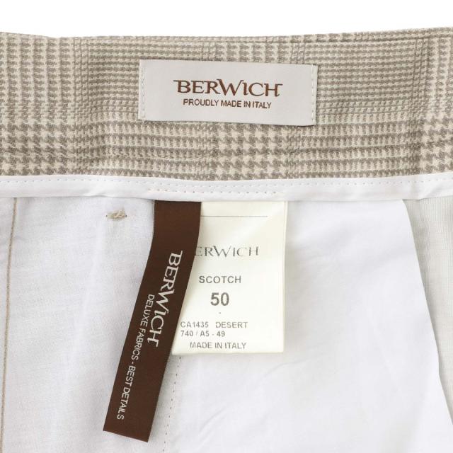 ベルウィッチ BERWICH ツープリーツ スラックス ウールパンツ メンズ SCOTCH PRINCE OF WALES WOOL_11