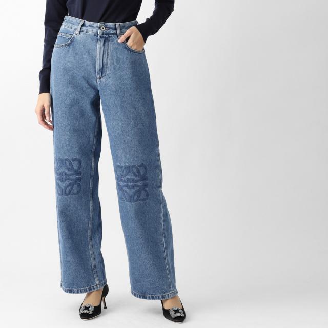 ロエベ LOEWE ジップフライジーンズ バギージーンズ レディース ANAGRAM BAGGY JEANS