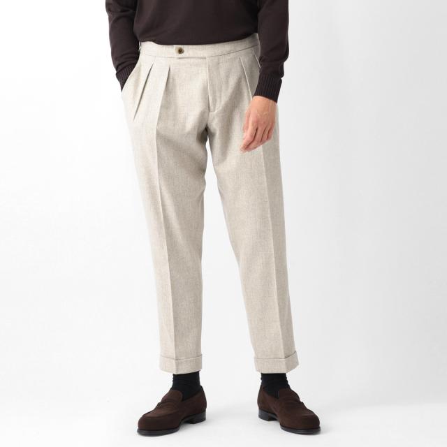 [あす着] ベルウィッチ BERWICH ツープリーツ スラックス ウールパンツ メンズ SCOTCH CARDED MELANGE FLANNEL CANONICO