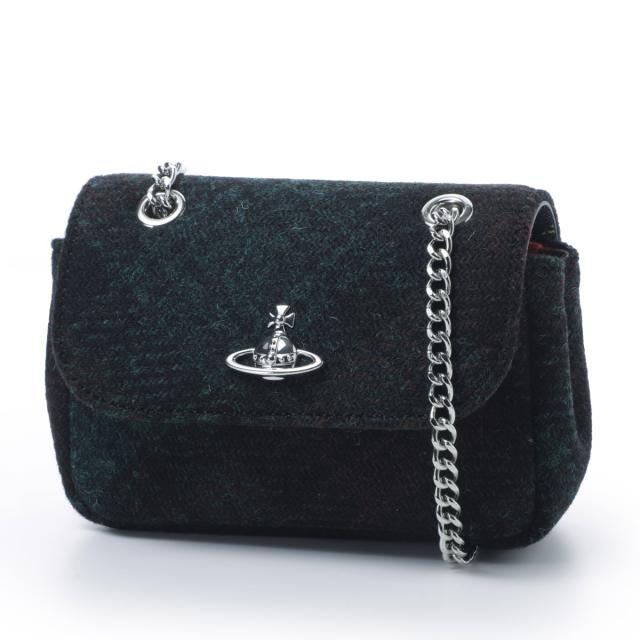 [あす着] ヴィヴィアンウエストウッド Vivienne Westwood ショルダーバッグ ミニバッグ HARRIS TWEED CHECK SMALL PURSE CHAIN