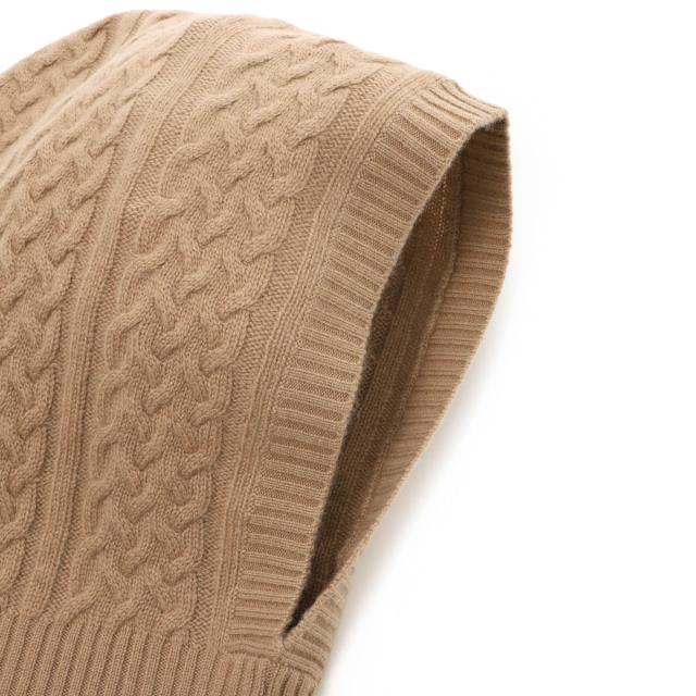 マックスマーラ Max Mara バラクラバ フードウォーマー レディース ROMANA カシミヤ ケーブル編み ロゴ刺繍_3