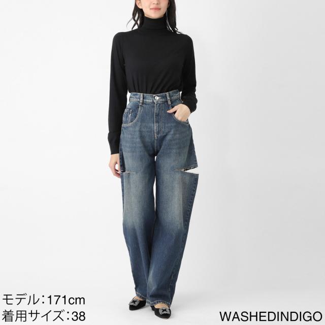 メゾンマルジェラ Maison Margiela ジップフライジーンズ レディース CUT-OUT JEANSスラッシュディテール カットアウト_2