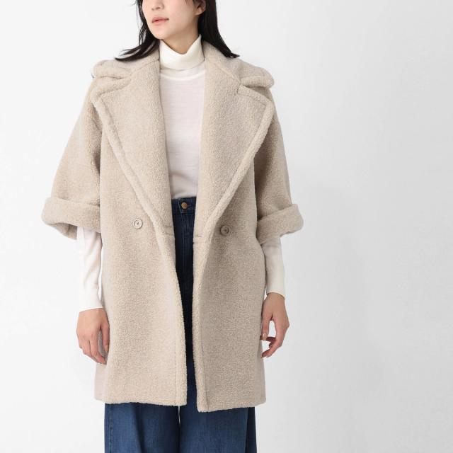 [あす着] ヘルノ HERNO ダブルブレストコート レディース MELANGE TEDDY メランジテディコート 7分袖ダブルコート