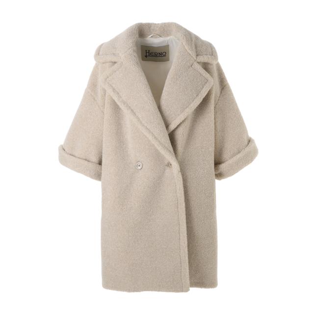 ヘルノ HERNO ダブルブレストコート レディース MELANGE TEDDY メランジテディコート 7分袖ダブルコート_1
