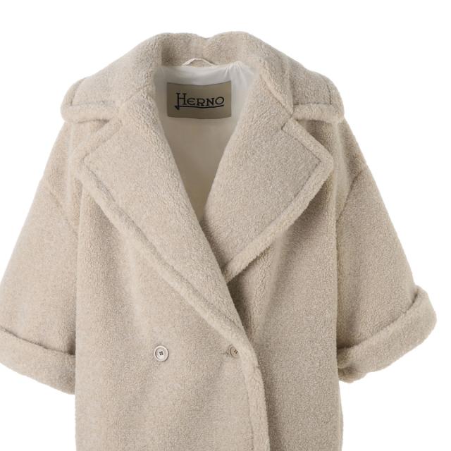 ヘルノ HERNO ダブルブレストコート レディース MELANGE TEDDY メランジテディコート 7分袖ダブルコート_4