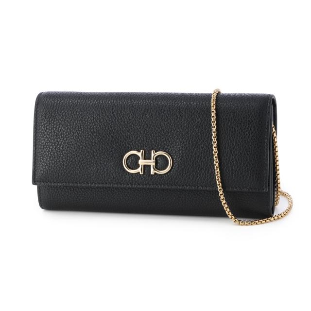 [あす着] フェラガモ FERRAGAMO 長財布 小銭入れ付き チェーンウォレット レディース GANCINI ガンチーニ