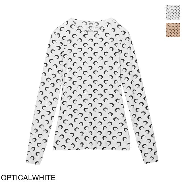 マリーン セル MARINE SERRE クルーネック長袖カットソー MOON PRINTED JERSEY LS CREWNECK TOP 三日月 モチーフ ジャージー