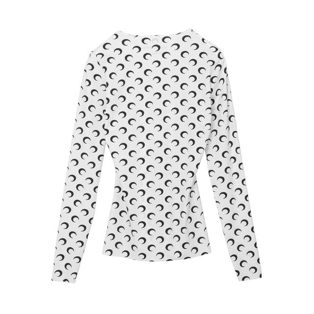 マリーン セル MARINE SERRE クルーネック長袖カットソー MOON PRINTED JERSEY LS CREWNECK TOP 三日月 モチーフ ジャージー_1
