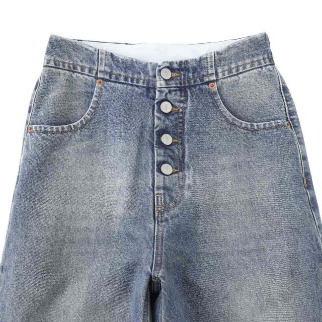 エムエム 6 メゾンマルジェラ MM6 Maison Margiela ボタンフライジーンズ ハイウエストジーンズ レディース STRAIGHT-LEG JEANS_4