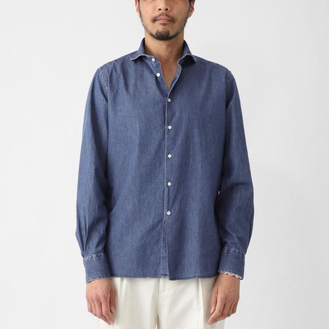 ギローバー GUY ROVER デニムシャツ ホリゾンタルカラーシャツ メンズ WASH_1