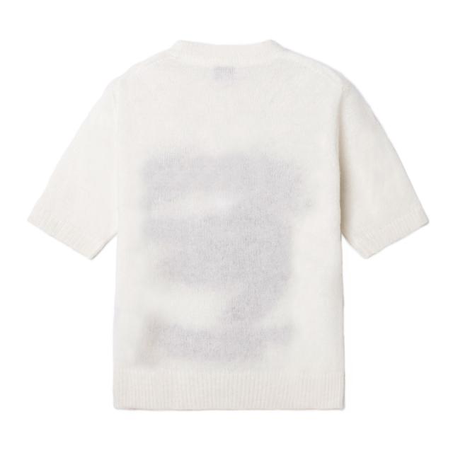 ガニー GANNI クルーネック半袖ニット レディース BRUSHED ALPACA GRAPHIC T-SHIRT 半袖ニット バナナ ロゴ アルパカ混