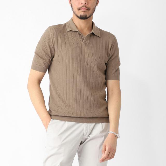 クルチアーニ Cruciani ニットポロシャツ スキッパーポロシャツ メンズ POLO SENZA BOTTONI M/C