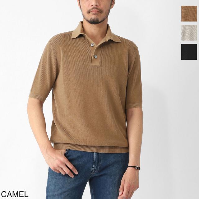 フィリッポ デ ローレンティス FILIPPO DE LAURENTIIS ニットポロシャツ POLO SWEATER SS CREPE COTTON クレープコットン