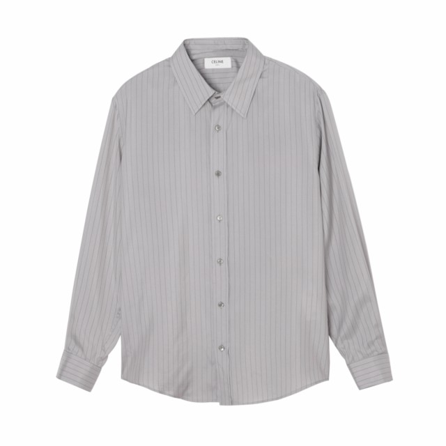 [あす着] セリーヌ CELINE 長袖レギュラーカラーシャツ 総柄シャツ メンズ LOOSE SHIRT IN STRIPED SILK