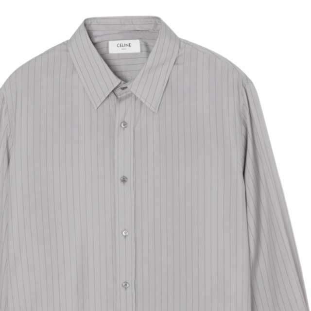 [あす着] セリーヌ CELINE 長袖レギュラーカラーシャツ 総柄シャツ メンズ LOOSE SHIRT IN STRIPED SILKの通販は