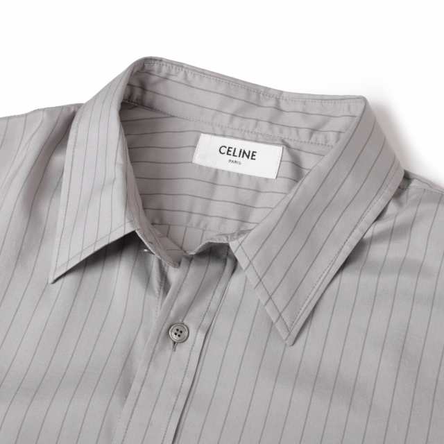 [あす着] セリーヌ CELINE 長袖レギュラーカラーシャツ 総柄シャツ メンズ LOOSE SHIRT IN STRIPED SILKの通販は