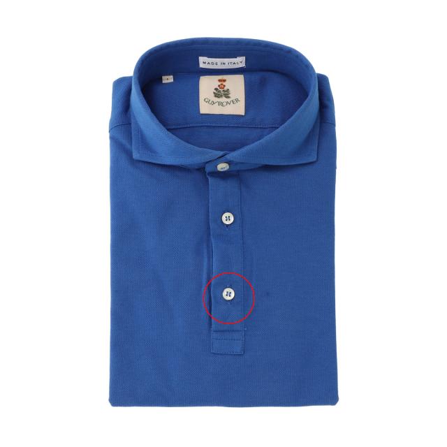 美品　GUY ROVER　ギローバー　ポロシャツ　半袖　ブルー　綿麻　イタリア製 ☆GUY ROVER☆美品 イタリア製 L ポロシャツ ブルー 半袖 綿 美品